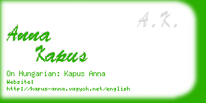anna kapus business card